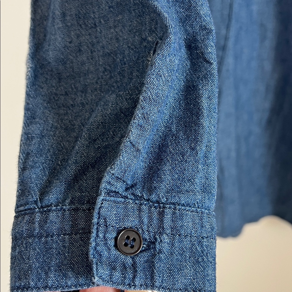 CP‎ Shades Indigo Cotton Twill Tunic Shirt Sz Medium - READ Pockets Lightweight - Picture 4 of 12